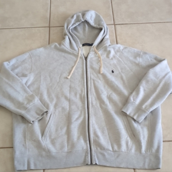 Polo Ralph Lauren Mens Gray Zippered Hooded Jacket Hoodie Big & Tall 4 XB - Picture 1 of 4